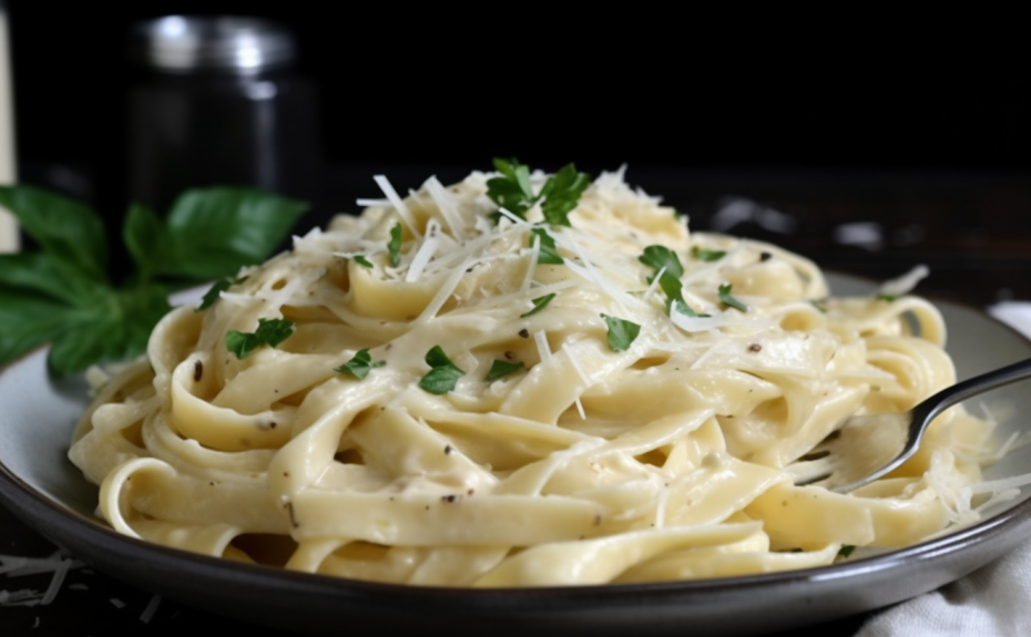 Receita Autêntica de Fettuccine Alfredo com Queijo Parmesão