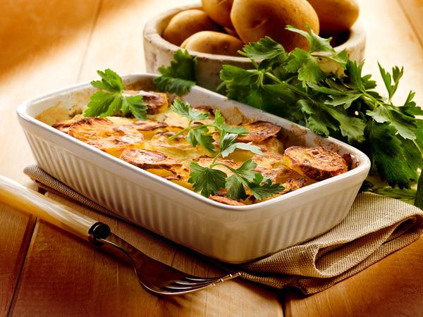 Receita de gratinado de batata e presunto fácil