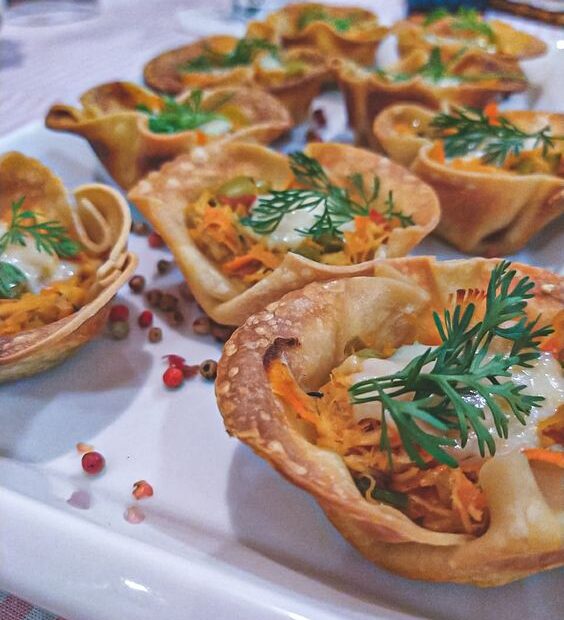 Receita de cestinha de massa de pastel de frango