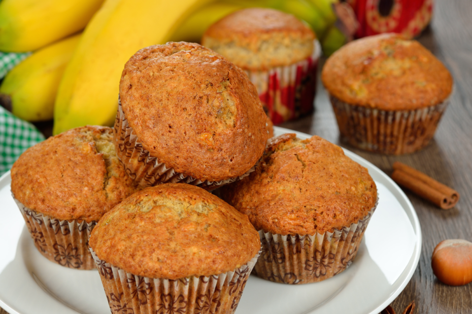 Receita de cupcake de banana macio e úmido